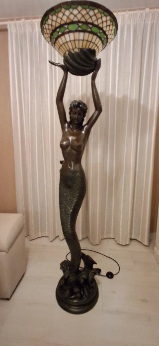 Lámpara Sirena Tiffany Cristal Metal