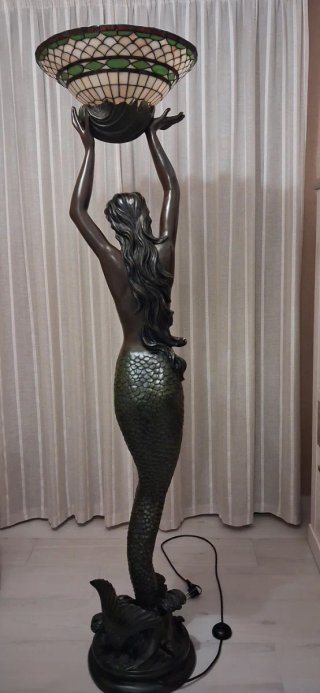 Lámpara Sirena Tiffany Cristal Metal