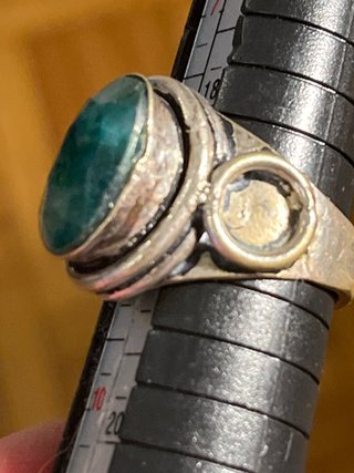 Anello Argento Malachite Misura 17.3 mm