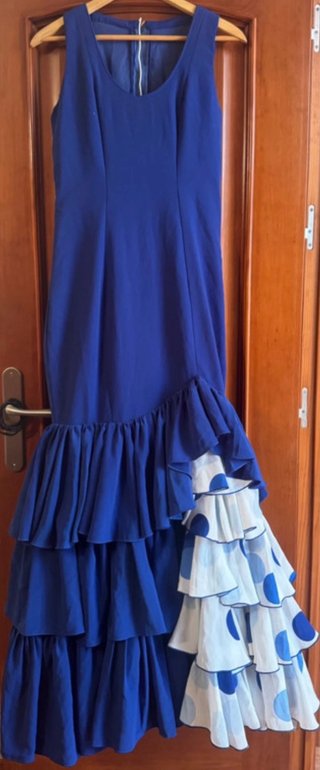 Traje Flamenca Azul con Volantes