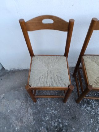 Juego de 2 sillas de madera y yute