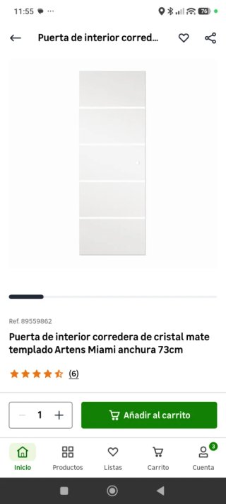 Puerta corredera cristal mate Miami 73cm