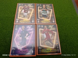 4 Cartas Fútbol Topps Time to Shine