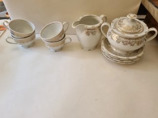 Vajilla Porcelana Santa Clara Dorada