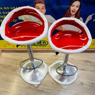 2 Sillas de Barra Rojas y Blancas