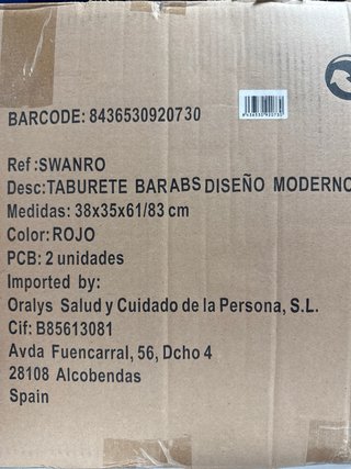 2 Sillas de Barra Rojas y Blancas