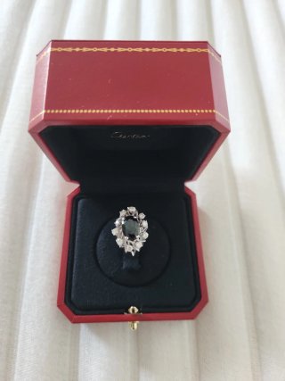 Sortija Cartier Zafiro y Diamantes Azul Plata