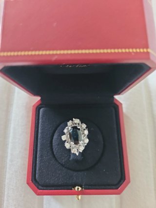 Sortija Cartier Zafiro y Diamantes Azul Plata