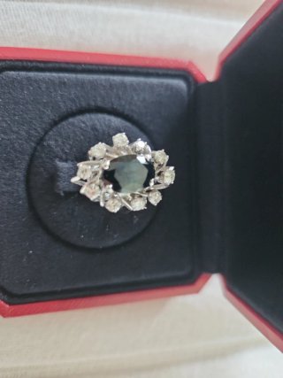 Sortija Cartier Zafiro y Diamantes Azul Plata