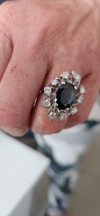 Sortija Cartier Zafiro y Diamantes Azul Plata