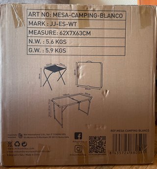 Mesa blanca de Camping