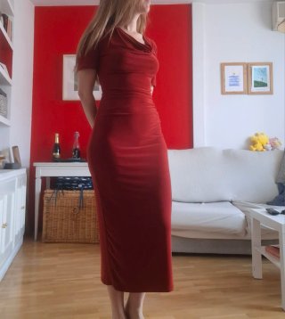 Vestido Zara Teja Midi Drapeado