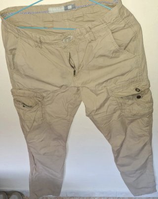 Pantalon Estilo Cargo Beige Talla M - 6 Bolsillos