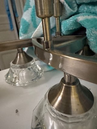 Dos Lámparas de techo dorada bronce y cristal