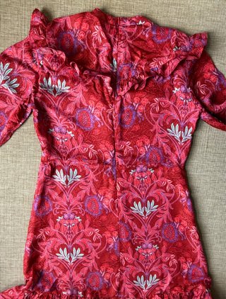 Vestido Zara Mini Rojo Flores Volantes Talla S