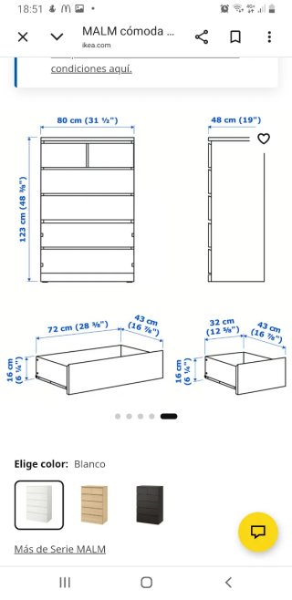 Cómoda blanca Ikea Malm