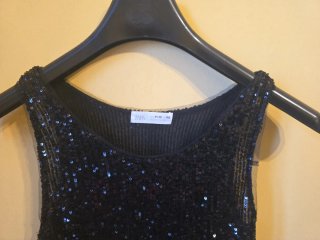 Top Zara lentejuelas niña negro