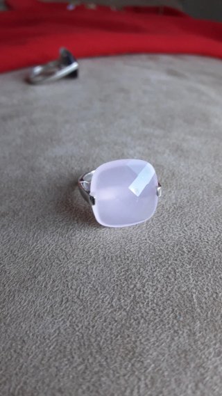 Anillo Plata 925 y Cuarzo Rosa Facetado. T 14