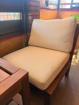 Conjunto jardín 2 plazas madera y tela