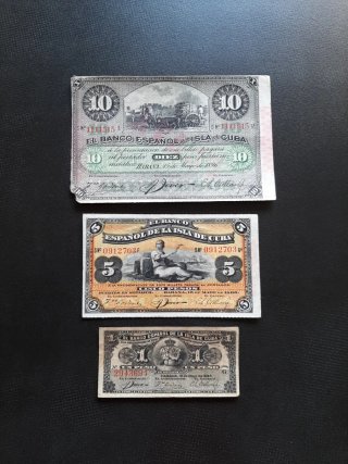 BILLETES DEL BANCO ESPAÑOL DE LA ISLA DE CUBA 1896