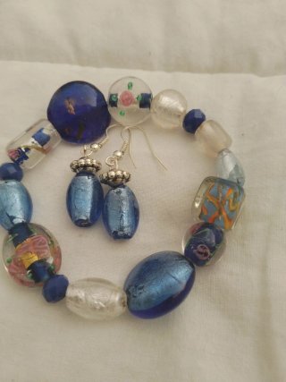 Pulsera y Pendientes Cristal Murano