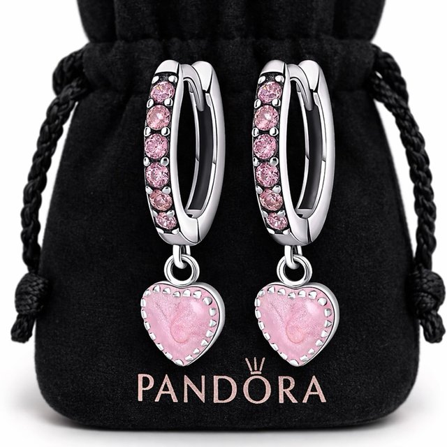 Pendientes Corazón Plata 925 Rosa
