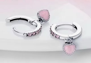 Pendientes Corazón Plata 925 Rosa