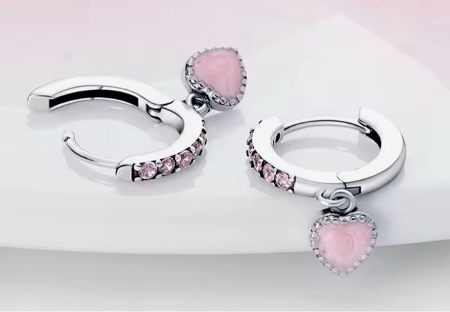 Pendientes Corazón Plata 925 Rosa