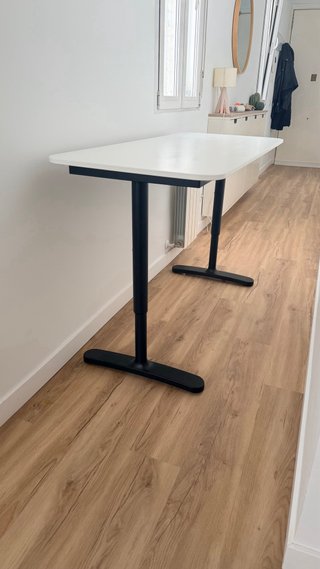 Escritorio Ikea Patas Regulables Blanco/Negro