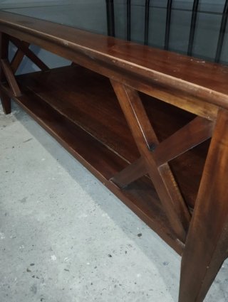 Mesa centro madera maciza y cristal