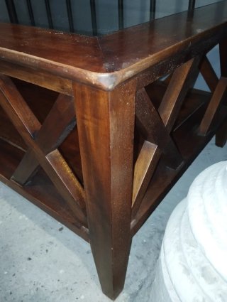 Mesa centro madera maciza y cristal