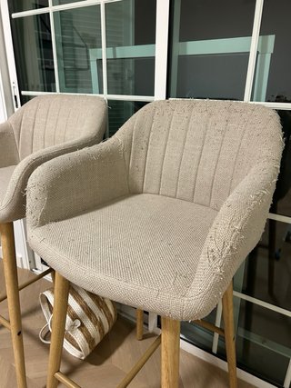 Taburetes altos beige y madera (2 unidades)
