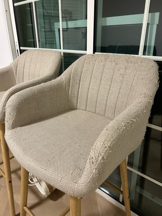 Taburetes altos beige y madera (2 unidades)