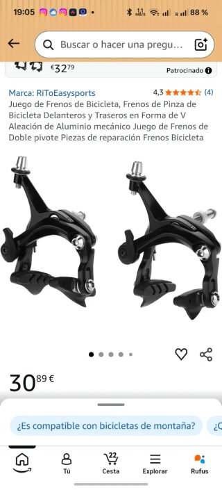 Juego Frenos Bicicleta V-Brake Aluminio