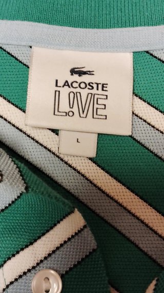 Polo retro Lacoste Live Rayas Verdes Talla L