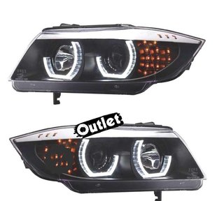 JI FAROS BMW E90 E91 05-08 OJOS ANGEL LED 3D FONDO NEGRO R14