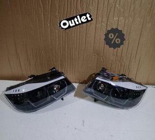 JI FAROS BMW E90 E91 05-08 OJOS ANGEL LED 3D FONDO NEGRO R14