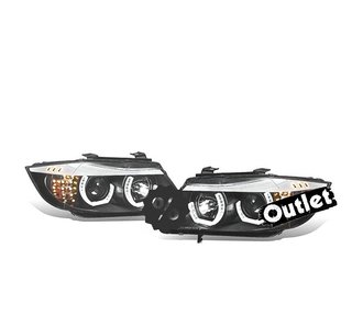 JI FAROS BMW E90 E91 05-08 OJOS ANGEL LED 3D FONDO NEGRO R14