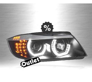 JI FAROS BMW E90 E91 05-08 OJOS ANGEL LED 3D FONDO NEGRO R14