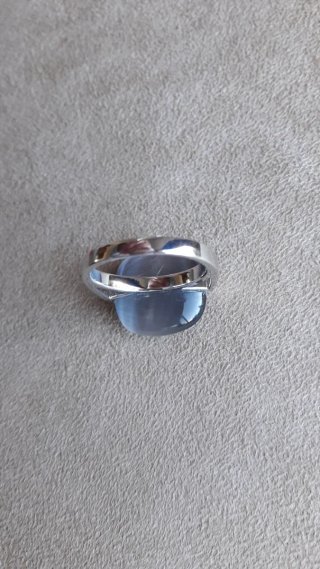 Anillo Plata 925 y Ojo de Gato Gris. T 15,5