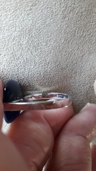 Anillo Plata 925 y Ojo de Gato Gris. T 15,5