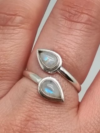 Anillo Plata 925 Piedra Luna Gota Ajustable