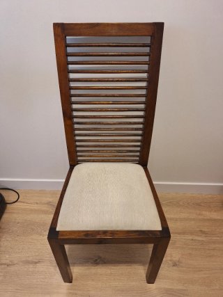 SET 4 SILLAS COMEDOR MADERA MACIZA (Nogal)