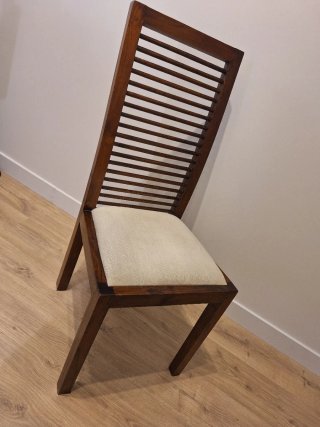 SET 4 SILLAS COMEDOR MADERA MACIZA (Nogal)