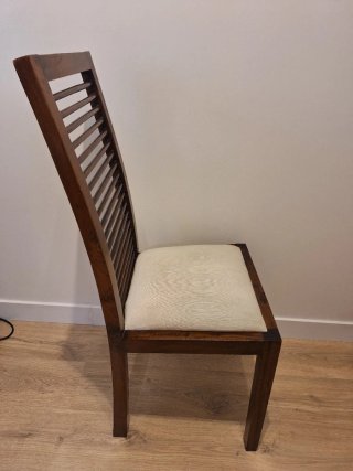 SET 4 SILLAS COMEDOR MADERA MACIZA (Nogal)