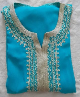 Caftano Kaftan abito verde acqua oro taglia unica