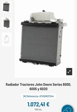 Radiador John Deere Serie 6000