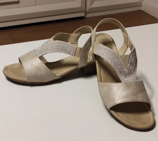 Sandalias cuña Gémo Piel Beige/Plata Talla 42