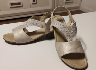 Sandalias cuña Gémo Piel Beige/Plata Talla 42