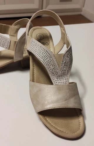 Sandalias cuña Gémo Piel Beige/Plata Talla 42